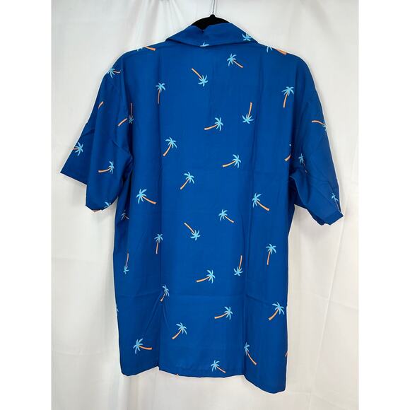 NWOT Men’s Palm Tree Button Down Size Medium Short Sleeve Color Blue - Picture 7 of 13